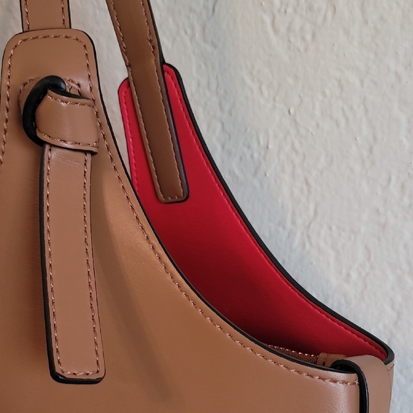 Halston Heritage Brown Tote with Vibrant Red Lining - Picture 3 of 11